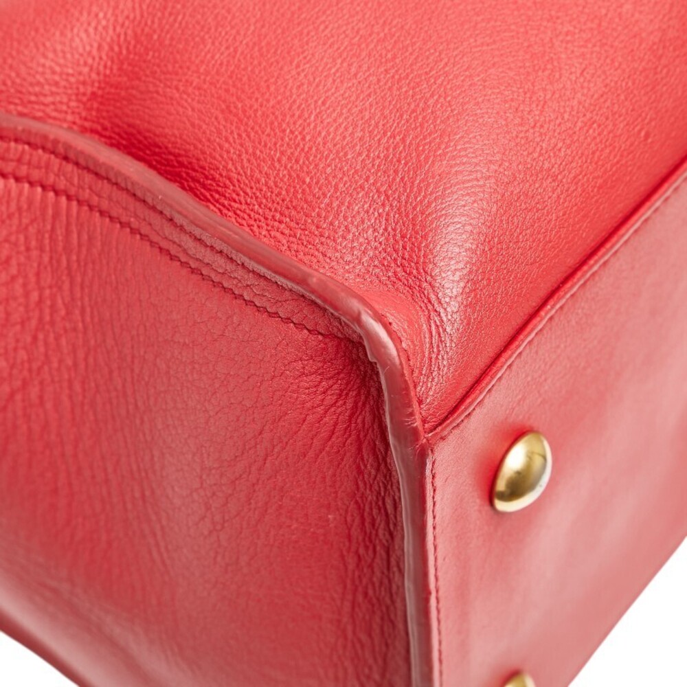 Saint Laurent Cabas Handbag Shoulder Bag Red Leather - Picture 6 of 9